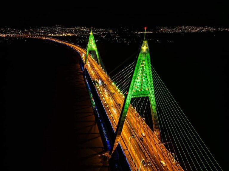 megyeri bridge huge christmas tree budapest