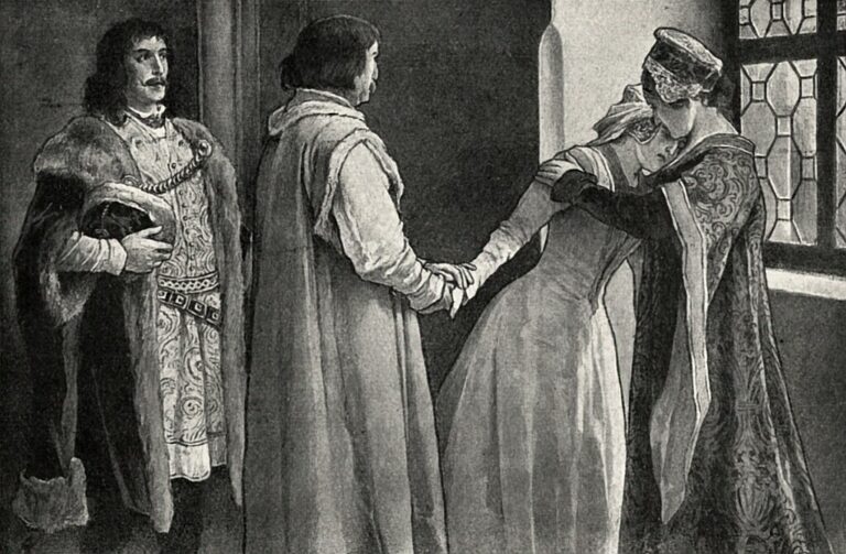 Catherine of Poděbrady leaving her family
