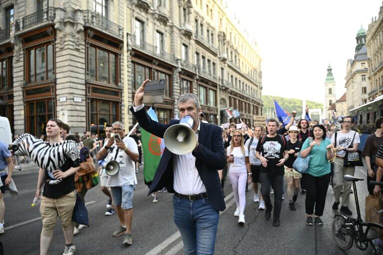 MP Hadházy demonstration in Budapest
